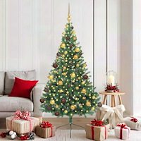 vidaXL Konstgjord Förbelyst Julgran med 300 LED-lampor Grön 180 cm PVC