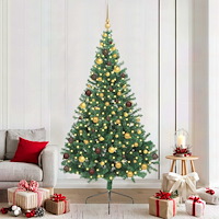 vidaXL Konstgjord Förbelyst Julgran Grön 210 cm PVC