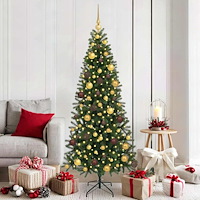 vidaXL Konstgjord julgran med 300 LED-lampor Grön 180 cm PE och PVC