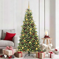 vidaXL Plast Hingad Julgran med 300 LED-lampor Grön 180 cm PE och PVC