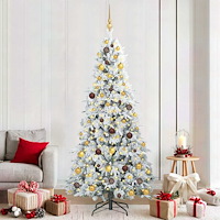 vidaXL Plast Hingad Julgran med 300 LED-lampor Vit 210 cm PE och PVC