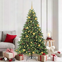 vidaXL Konstgjord julgran med 300 LED-lampor Grön 180 cm PE och PVC