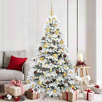 vidaXL Konstgjord julgran med 300 LED-lampor Vit 180 cm PE och PVC