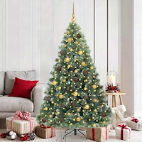 vidaXL Konstgjord julgran med 300 LED-lampor Grön 180 cm PE och PVC