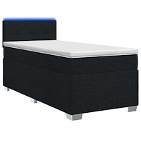 vidaXL Boxspring säng med madrass och LED Svart 80 x 200 cm Tyg