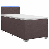 vidaXL Boxspring säng med madrass och LED Mörkbrun 80 x 200 cm Tyg