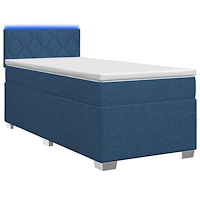 vidaXL Boxspring säng med madrass och LED Blå 80 x 200 cm Tyg