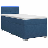 vidaXL Boxspring säng med madrass och LED Blå 100 x 200 cm Tyg