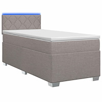 vidaXL Boxspring säng med madrass och LED Taupe 100 x 200 cm Tyg