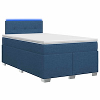 vidaXL Boxspring säng med madrass och LED Blå 120 x 200 cm Tyg