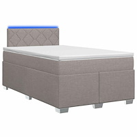 vidaXL Boxspring säng med madrass och LED Taupe 120 x 200 cm Tyg