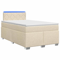 vidaXL Boxspring säng med madrass och LED Gräddvit 120 x 200 cm Tyg