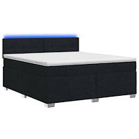 vidaXL Boxspring säng med madrass och LED Svart 140 x 190 cm Tyg