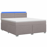 vidaXL Boxspring säng med madrass och LED Taupe 160 x 200 cm Tyg
