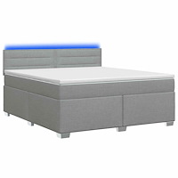 vidaXL Boxspring säng med madrass och LED Ljusgrå 180 x 200 cm Tyg