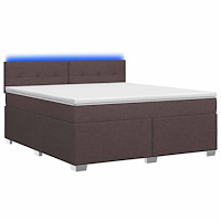 vidaXL Boxspring säng med madrass och LED Mörkbrun 180 x 200 cm Tyg