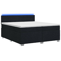 vidaXL Boxspring säng med madrass och LED Svart 200 x 200 cm Tyg