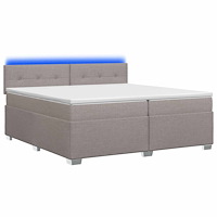 vidaXL Boxspring säng med madrass och LED Taupe 200 x 200 cm Tyg