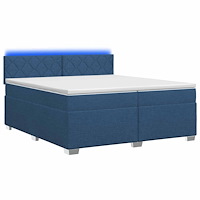 vidaXL Boxspring säng med madrass och LED Blå 200 x 200 cm Tyg