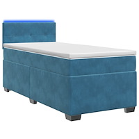 vidaXL Boxspring säng med madrass och LED Blå 90 x 190 cm Sammet