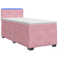 vidaXL Boxspring säng med madrass och LED Rosa 100 x 200 cm Sammet