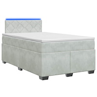 vidaXL Boxspring säng med madrass och LED Ljusgrå 120 x 200 cm Sammet