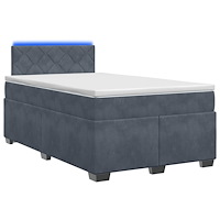vidaXL Boxspring säng med madrass och LED Mörkgrå 120 x 200 cm Sammet