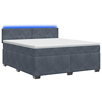 vidaXL Boxspring säng med madrass och LED Mörkgrå 140 x 190 cm Sammet