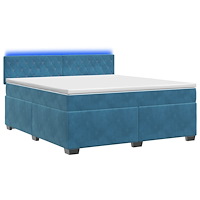 vidaXL Boxspring säng med madrass och LED Blå 140 x 190 cm Sammet