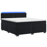 vidaXL Boxspring säng med madrass och LED Svart 140 x 200 cm Sammet