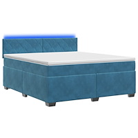 vidaXL Boxspring säng med madrass och LED Blå 180 x 200 cm Sammet