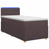 vidaXL Kontinentalsäng med madrass Mörkbrun 90 x 190 cm Tyg