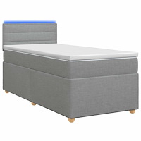 vidaXL Kontinentalsäng med madrass Ljusgrå 90 x 200 cm Tyg