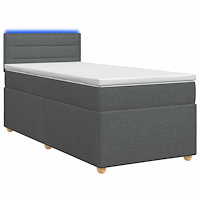 vidaXL Kontinentalsäng med madrass Mörkgrå 90 x 200 cm Tyg