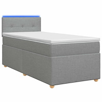 vidaXL Kontinentalsäng med madrass Ljusgrå 90 x 200 cm Tyg