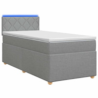 vidaXL Kontinentalsäng med madrass Ljusgrå 90 x 200 cm Tyg