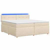vidaXL Kontinentalsäng med madrass Gräddvit 200 x 200 cm Tyg