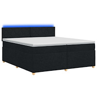 vidaXL Kontinentalsäng med madrass Svart 200 x 200 cm Tyg