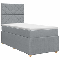 vidaXL Kontinentalsäng med madrass Ljusgrå 80 x 200 cm Tyg