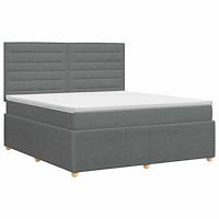 vidaXL Kontinentalsäng med madrass Mörkgrå 180 x 200 cm Tyg