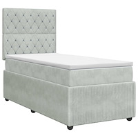 vidaXL Kontinentalsäng med madrass Ljusgrå 80 x 200 cm Sammet