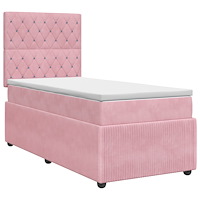 vidaXL Kontinentalsäng med madrass Rosa 90 x 190 cm Sammet