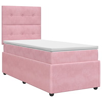 vidaXL Kontinentalsäng med madrass Rosa 90 x 190 cm Sammet