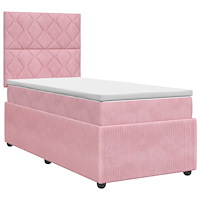 vidaXL Kontinentalsäng med madrass Rosa 90 x 190 cm Sammet