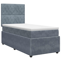 vidaXL Kontinentalsäng med madrass Mörkgrå 90 x 200 cm Sammet
