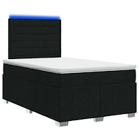 vidaXL LED sängram med madrass med huvudgavel Svart 120 x 190 cm Tyg