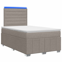 vidaXL LED sängram med madrass med huvudgavel Taupe 120 x 190 cm Tyg