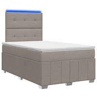 vidaXL LED sängram med madrass med huvudgavel Taupe 120 x 190 cm Tyg