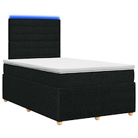 vidaXL LED sängram med madrass med huvudgavel Svart 120 x 190 cm Tyg