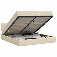 vidaXL Ottoman säng med madrass Gräddvit 200 x 200 cm Tyg